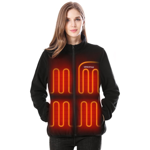 Venustas Women's Fleece Heated Jacket with Battery Pack 7.4V, 5