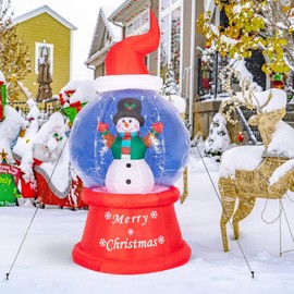 Vigdur Christmas Inflatables Snow Globe - Blow Up Snowman with LED Lighted Yard Decorations for Indoor Outdoor Christmas Holiday Garden Lawn Decor, 7.5FT
