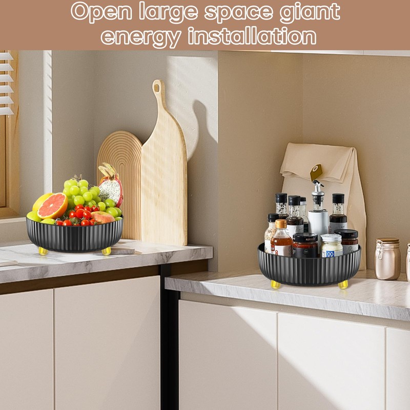 Bukuhlio Turntable Spice Rack Fridge Kitchen Cabinet Organiser 22 cm