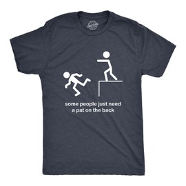 Mens Some People Need A Pat On The Back Tshirt Funny Stick Figure Tee for Guys Mens Funny T Shirts Sarcastic T Shirt for Men Novelty Tees for Men Navy - XL