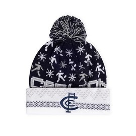 AFL Carlton Blues Mens Adults Pom Pom Ugly Beanie