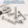 PATIKIL M10x90mm Hex Bolt with Nuts Flat Spring Lock Washers,