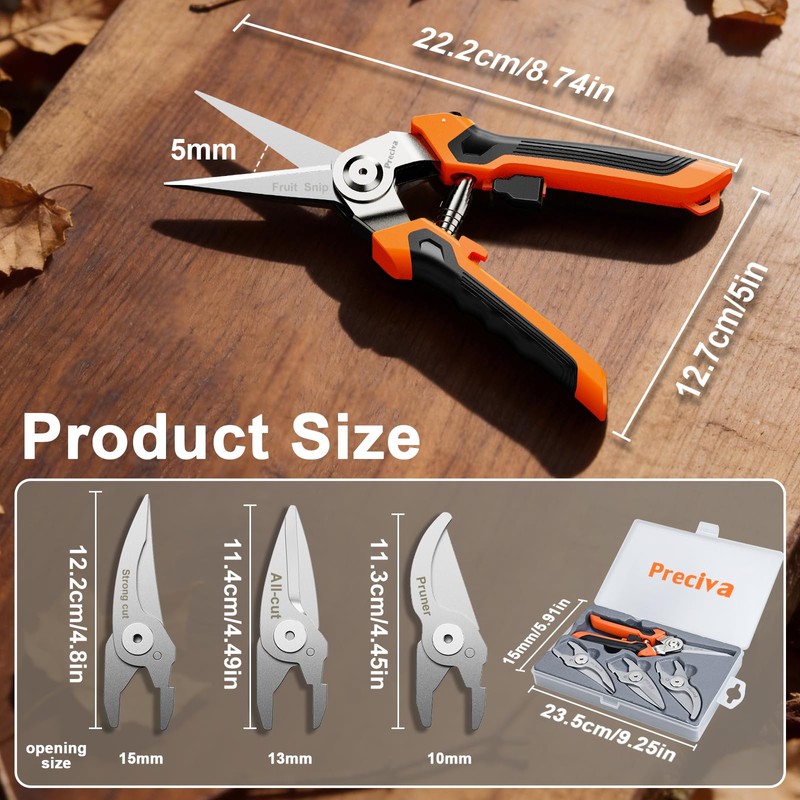 Preciva 4-in-1 Garden Pruning Shears, Gardening Shears with 4 Size