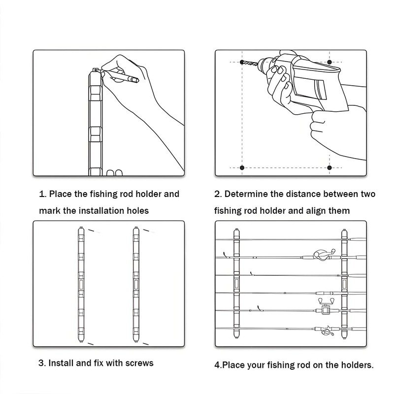Fishing Rod Holder Wall Mount Rack Organizer, Holds 6 Rods