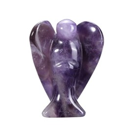 CrystalTears Natural Amethyst Crystal Pocket Guardian Angel, 1.5" Reiki Healing Crystal Gift for Christmas
