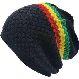 CRAZY LIZARD Reggae Rasta Hat for Short Dreadlocks With Vibrant Colors on The Beanie - for The Rasta Culture