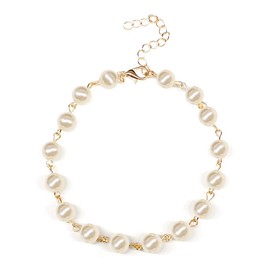 Pearl Anklet Ankle Bracelets for Women Adjustable Beach Ankle Chain Bracelet Dainty Wedding Gold Chain Anklet Summer Anklets for Birthday Christmas Gift