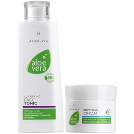 LR Aloe Via Aloe Vera Facial Care Set (200 ml Facial Toner & 100 ml Skin Cream)