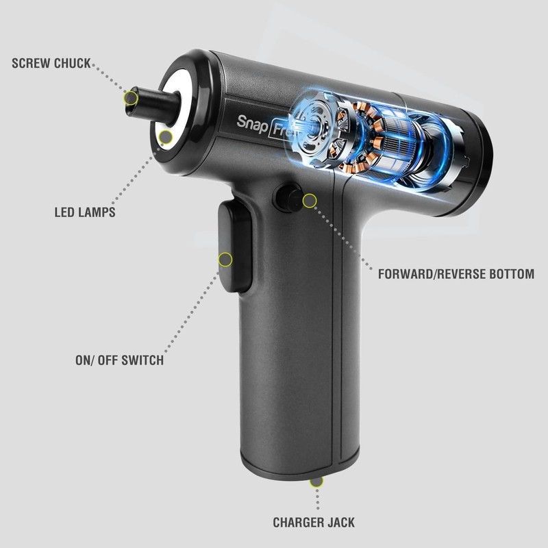 SnapFresh Electric Cordless Screwdriver Set,4V Rechargeable Screw Gun with 10
