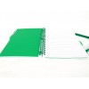 Sweda Wire Bound Notebook w/4 Dividers, White w/Green Accent, Elastic