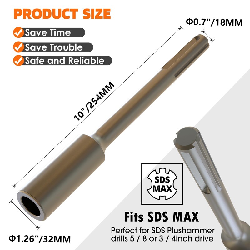 Dolenor SDS Max Ground Rod Driver, Hammer Drill Ground Rod