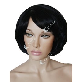 CiCiCa-“ABIGAIL”, Synthetic Full Wig, Layered Short Wig with Bangs, Black Wig, Heat Resistant Hair Replacement Wigs for Women Daily Use.