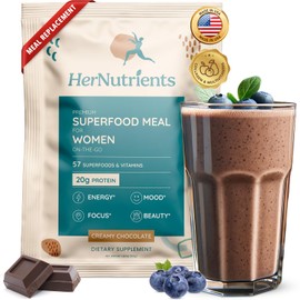 SuperFood Meal Replacement for Women - All-In-One Protein Powder with Greens & Vitamins & Collagen | Chocolate Protein Shake & Supplement Snack for Women's Health, Energy, Focus, Beauty, Mood, No Added Sugar ​​ (1 Sample Packet, Chocolate)