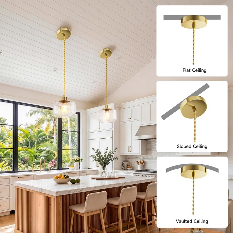 Karjoefar Pendant Light, 110V Pendant Lamp with E26 7W LED