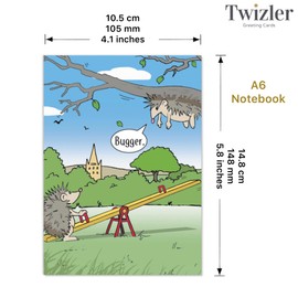 Twizler A6 Notebook - Funny Hedgehogs Design - A6 Lined Pocket Notebook - Funny Work Notepad - To Do List - Small Journal - Mini Note Book - Note Pad Shopping List