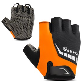 GEZVOC Cycling Gloves Bike Gloves Biking Gloves for Men Women with Shock-Absorbing Pad, Extra Grip,Flexible and Comfortable Fit,Light Weight,Breathable Mountain Bike Gloves (Black&Orange, Small)