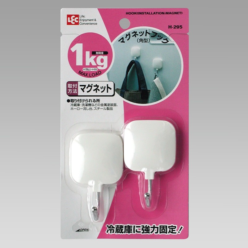レック マグネットフック 角型 (マグネット) 2個入 耐荷重1kg H-295