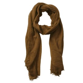 HeiDmai Unisex Cotton Blend Crinkle Vintage Soft Scarf with Fringed Edges 35" × 70" (Brown)