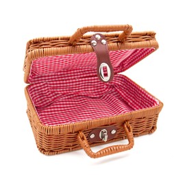 Picnic Basket with Lid, Fashionable, Basket, Picnic, Wicker, Lunch Basket, Upholstered, 10.2 x 7.1 x 3.9 inches (26 x 18 x 10 cm)