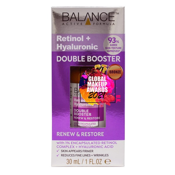 Balance Active Formula Renew & Restore Retinol & Hyaluronic Booster (30ml) - Skin Appears Firmer and Youthful Reduces Fine Lines and Wrinkles Transparent