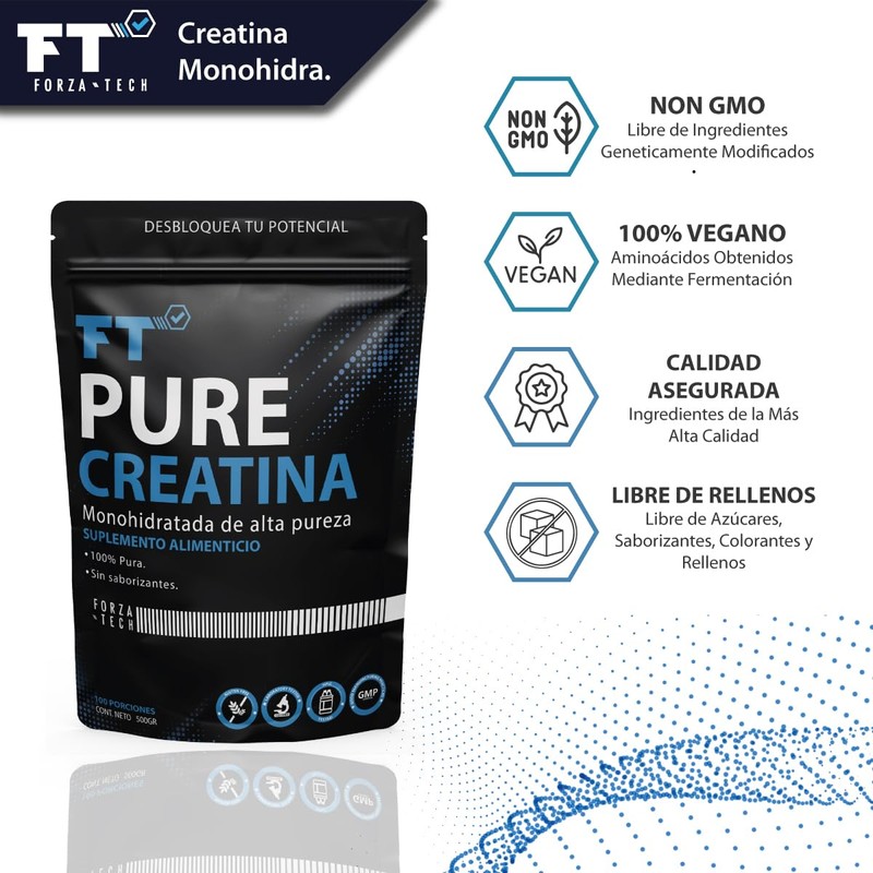 Creatina Monohidratada Micronizada de Alta Pureza 500g 100 Servicios de