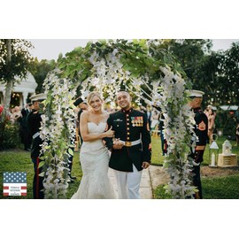 CB Gypsy 10 Pcs (60ft Total) Wisteria Artificial Flower Garland, Fake Wisteria Vine Leaves Silk Hanging Flowers for Home Garden Outdoor Ceremony Wedding Arch Floral Party Decor (White)