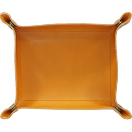 BlissLeather Luxury Genuine Leather Tabletop Multi Tray Jewelry Tray Key Rest Square Folding, Camel M