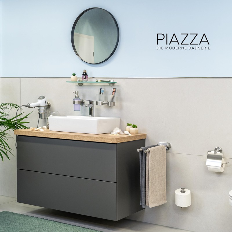 Piazza Bathroom Range 2 in 1 Toilet Roll Holder Stainless