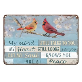 Aenaon Cardinal Bird My Mind Still Talks to You Vintage Metal Tin Signs Wall Decor Restaurant Bar Cafe Club Kitchen Decor Tin 12x8 Inch