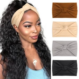 DRESHOW 4 St√ºck Damen Stirnband Elastische Weiche Stirnb√§nder Kopfband Haarband Kopf Wickeln Niedlich Haarschmuck f√ºr Alltag Yoga Sport Fitness