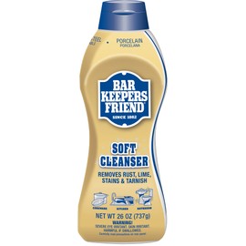Bar Keepers Friend Soft Cleanser Liquid (2 x 26 oz) Plus Dish Fish Sponge - Multipurpose Cleaner & Rust Stain Remover for Stainless Steel, Porcelain, Ceramic Tile, Copper, Brass & More