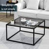 SAYGOER Glass Coffee Table, Small Modern Coffee Table Square Simple