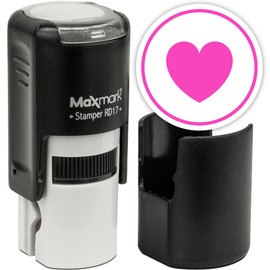 MaxMark Round Self Inking Emoji Stamp - Heart - Pink Ink