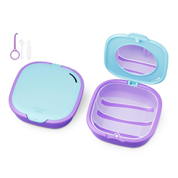 ONTERATE ONTERATE Magnetic Retainer Box with Mirror, Compact Denture Case