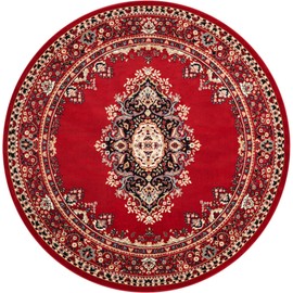 Unique Loom Reza Collection Traditional Persian Style Area Rug, 8' 0" x 8' 0", Red/Ivory