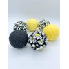 Black Yellow White Daisy fabric wrapped balls- spring summer flower