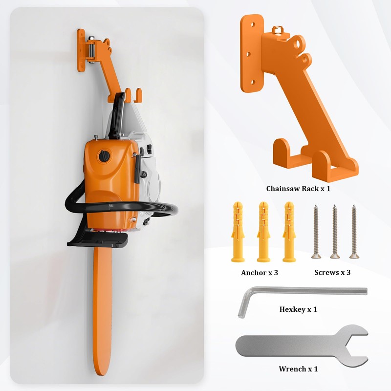 Chainsaw Hanger, 3-in-1 Chainsaw Wall Mount Adjustable Screws for Variety