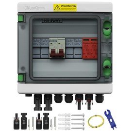CNLonQcom 2 String Solar PV Combiner Box IP65 2 in 1 Out DC500V 32A Circuit Breaker with Surge Protector and 15A PV Fuse,Solar Disconnect Switch Outdoor Waterproof for Solar Panels System