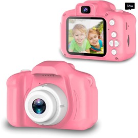 Upgrade Kids Selfie Camera, Christmas Birthday Gifts Toys for Children, HD Digital Video Cameras for Toddler, Portable Toy for 3 4 5 6 7 8 Year Old Boy Girl with 32GB SD Card (Pink)