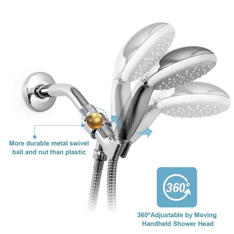 OFFO Shower Head Holder with Solid Metal Ball Joint for