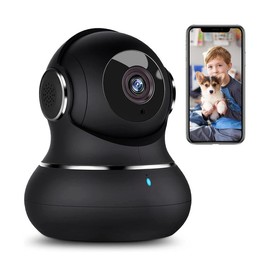 Litokam 2K Indoor Camera: 360° Pan/Tilt Home Security for Pets, Motion Detection, Night Vision, 2-Way Audio, Alexa Compatible, App Control - Style: 1 Pack-2.4GHz-Black