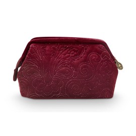 Pip Studio Cosmetic Bag Small Red 19 x 12 x 8.5 cm, Velvet Quiltey Days Red