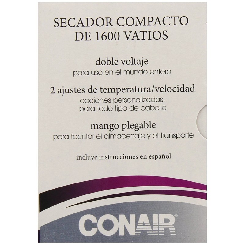 Conair Travel Hair Dryer with Dual Voltage, 1600W Compact Hair