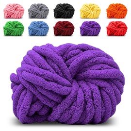 Thick Wool Thread Yarn Purple, Bulky Arm Knitting Wool Knitting, Chunky Knit Wool Yarn for Crochet for Blanket, Pet Nest, Blanket, Decorative Cushion