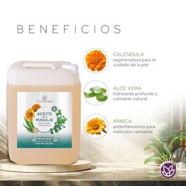 Naturalness - Aceite Descontracturante y Relajante para Masaje Descanso Profundo 20 Litros – Aceite Corporal con Almendra, Árnica, Caléndula y Aloe Vera, con Vitamina E y Aceite Esencial de Eucalipto