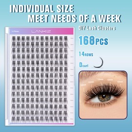 Natural Wispy Lash Clusters - 158pcs 12mm D Curl Common Eyelash Clusters,LANKIZ Resuable DIY Lash Extensions for Beginners & Lash Artists