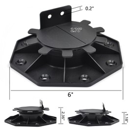 (10 PCS) Flooring Support Pedestal, Joist Support Pedestals & Adjustable Decking for Deck, Timber Base, Black
