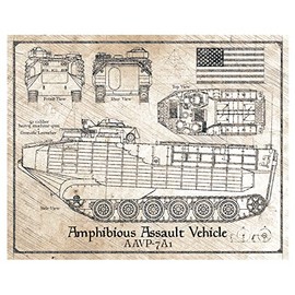 AAVP-7A1 Amphibious Assault Vehicle - Da Vinci Style Illustration - 8x10 inches