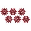 12pk Glitter Snowflake Hanging Decorations, Christmas Tree Snowflake Baubles/Ornaments (Red)