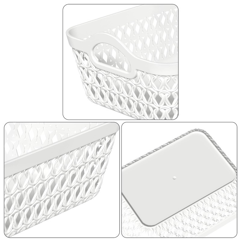 12 Packs Small Plastic Desktop Storage Basket, Mini Baskets, White